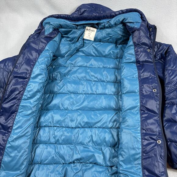 Old Navy Plus 1X Puffer Jacket Hooded Quilted Blue Nylon Warm Winter Coat Womans - Picture 3 of 13